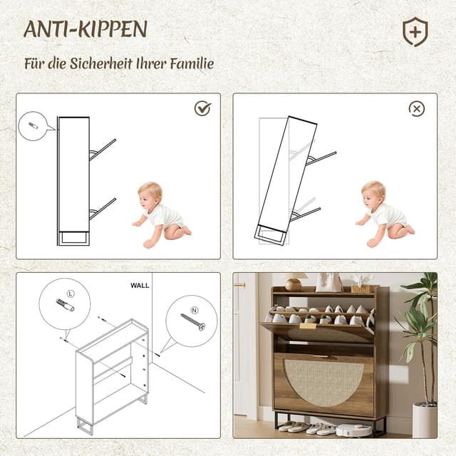 Detalle 2 de BonVache Schuhschrank schmal 2 Klappen