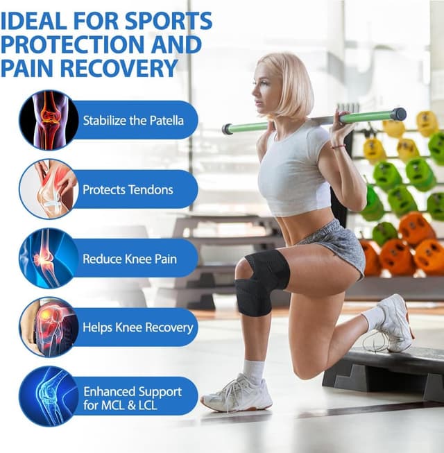 Detalle 2 de AOOWU Tutore ginocchio con supporto rotuleo regolabile e stabilizzatori laterali