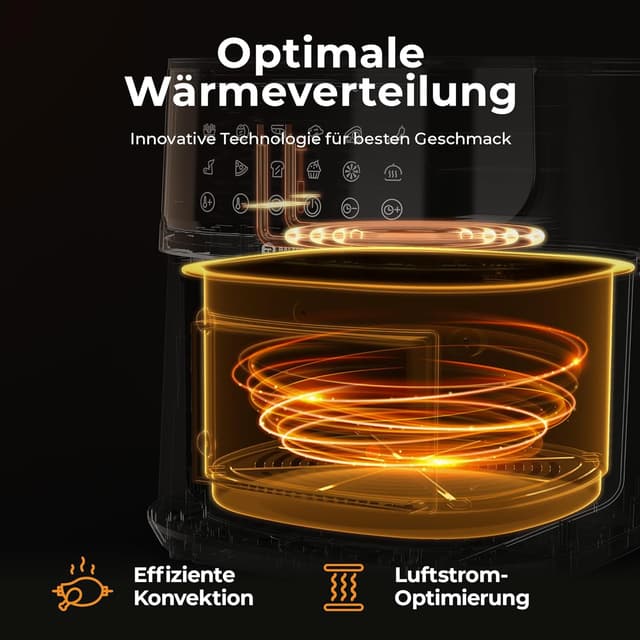 Detalle 2 de Balter HL-551T Heißluftfritteuse (Airfryer) XXL, 5,5 l, mit Sichtfenster & 12 Programmen
