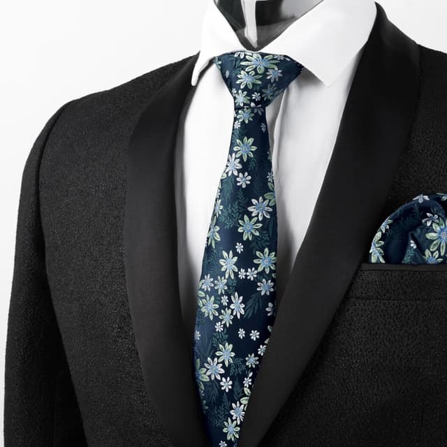 Detalle 1 de Mens floral tie set 8 cm with pocket