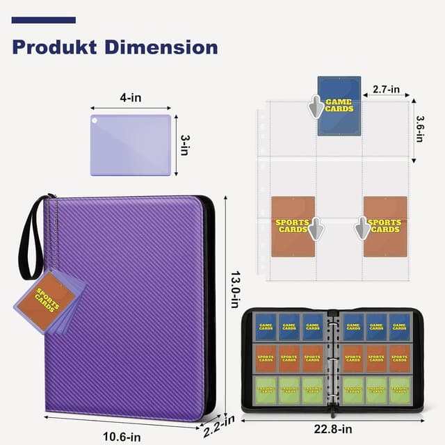 Detalle de Mlikero Trading Card Binder (Purple) with 9-Pocket Display Design, 720 Double-Sided Card Capacity