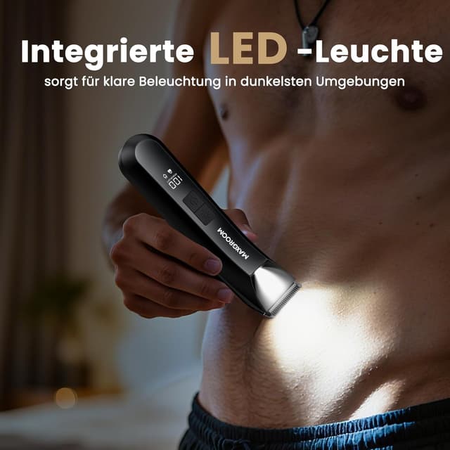 Detalle de MAXGROOM 3-in-1 Intimrasierer für Männer: Elektrischer Rasierer, Trimmer & Nasenhaartrimmer (IPX7)