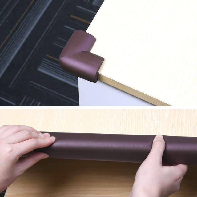 Detalle de Vicloon Kantenschutz Baby & 4 Eckenschutz aus Schaumstoff, selbstklebend für Tisch- und Schrankkanten (Braun)
