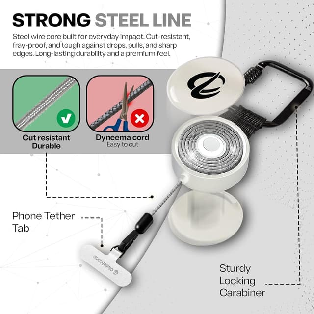 Detalle de ClutchLoop Anti-Theft Phone Tether with Retractable Steel Line and Locking Carabiner (Universal)