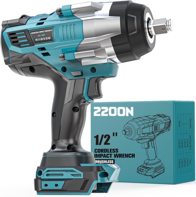 Thumbnail 6 de Ecarke boulonneuse sans fil 2200 Nm compatible 18V Makita – clé à chocs 1/2" sans balais avec LED (sans batterie)