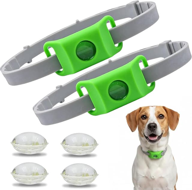 Detalle de Natürliches Floh- und Zeckenhalsband für Hunde (2er-Set) mit Repellent-Hänger – 100% natürliche Inhaltsstoffe