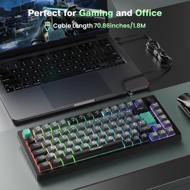Thumbnail 4 de TECKNET RGB Gaming Keyboard 83‑key