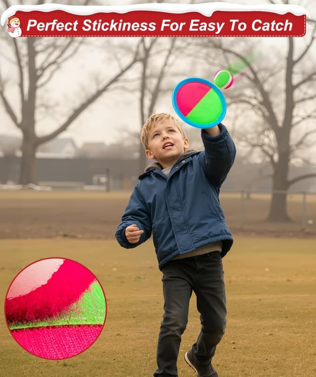 Thumbnail 6 de Qrooper Kids Toss and Catch Game Set (4 paddles, 4 balls) for Ages 3–8 Outdoor Play