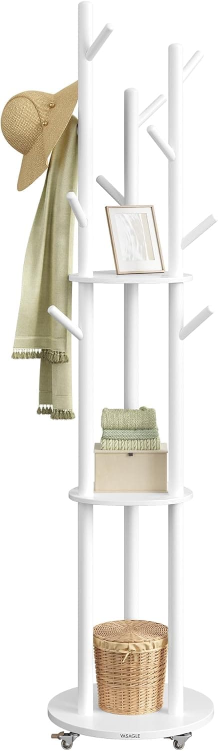 Thumbnail 6 de VASAGLE Attaccapanni da terra RCR023YK01 con 11 ganci e 3 ripiani, 4 ruote 360° rimovibili