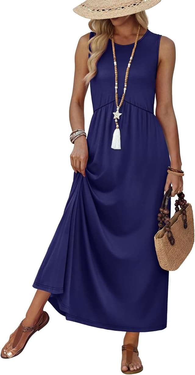 Thumbnail 6 de WIHOLL Babydoll Maxi Dress with Pockets — Empire Waist Summer Sundress for Beach & Vacation