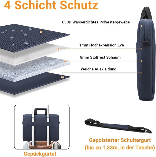 Thumbnail 2 de TECOOL 17,3 Zoll Laptop Tasche Dunkelblau