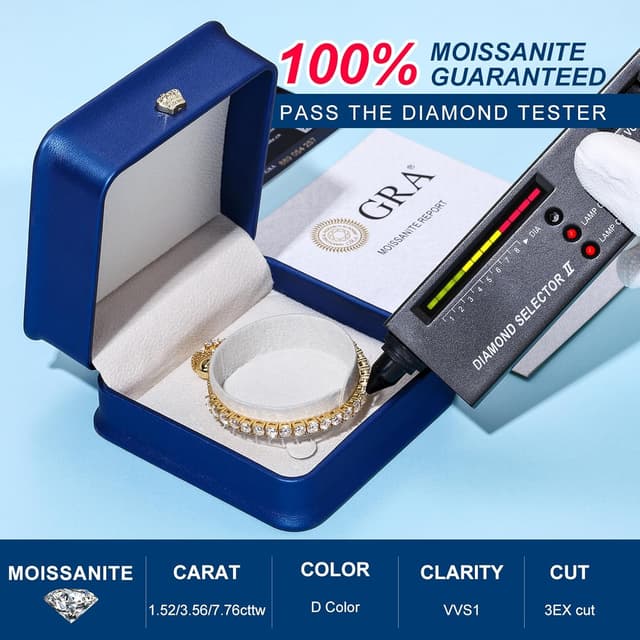 Thumbnail 1 de Moissanite Tennis Bracelet 1.79ct Adjustable Bracelet for Women