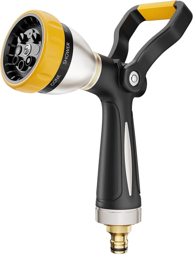 Detalle de FANHAO Stile Pompiere pistola da giardino in metallo con 8 motivi di spruzzo