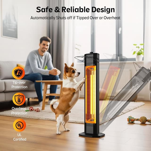 Thumbnail 5 de Outdoor patio infrared tower heater 1500 W 34" instant heat