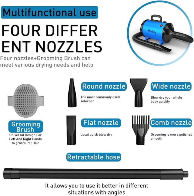 Detalle de Blanlody Hundefön Blower Sehr Leise mit 4,5 PS / 3.200 W, einstellbare Geschwindigkeit & Temperatur