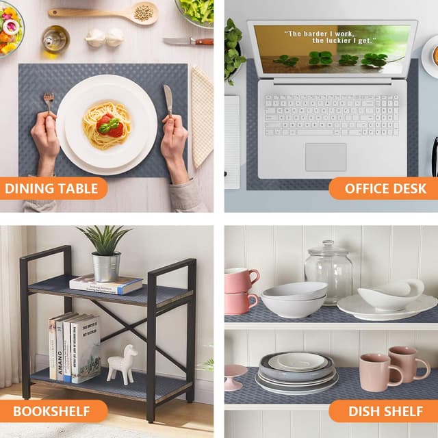 Detalle 2 de StaHom Shelf Liners for Kitchen Cabinets (Waterproof, Oil-Proof) Gray EVA Non-Adhesive