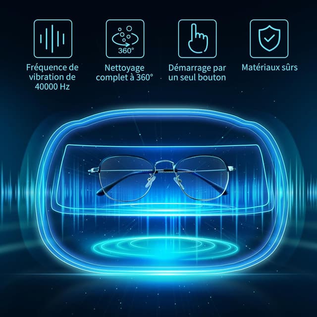 Detalle de Uten Nettoyeur à ultrasons 600 ml avec panier et support automatique (40 000 Hz) pour bijoux, lunettes, dentier