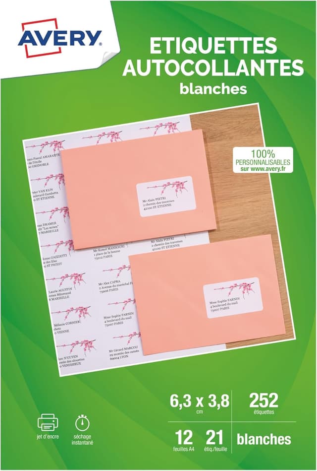 Detalle de AVERY Pochette 252 étiquettes adressage