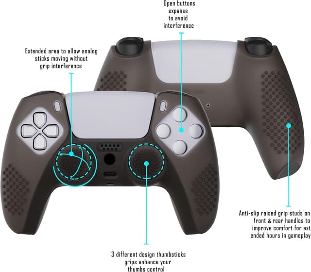 Detalle de eXtremeRate PlayVital Clear Black 3D Studded Silicone Case for PS5 Controller