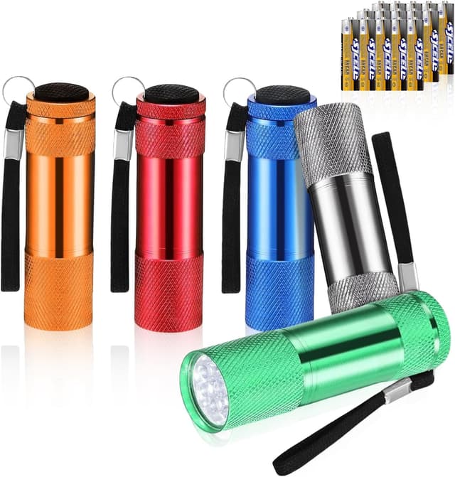 Detalle de Set 5 mini torce LED Flintronic per bambini, torcia tascabile impermeabile con batterie AAA incluse