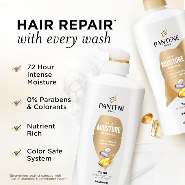 Detalle 2 de Pantene Shampoo & Conditioner, 72-Hour Hydration ⚡