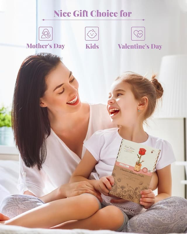 Detalle de Rolife Puzzle 3D en bois Bouquet de fleurs « Fleur éternelle » (Rose rouge)