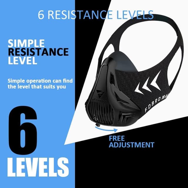 Detalle 1 de FDBRO Sport Masks : masque cardio et endurance à 6 niveaux de résistance pour course, fitness et entraînement en altitude