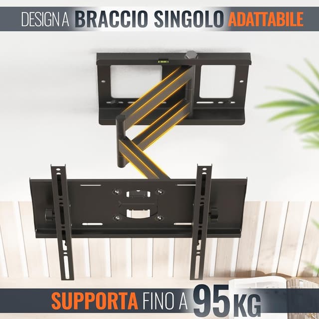Detalle de RICOO Supporto TV parete S5144 girevole e inclinabile per TV 30–55" (VESA 200×200–400×400) fino a 95 kg