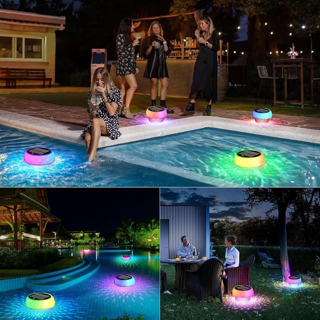 Thumbnail 1 de yowin Poolbeleuchtung Solar schwimmend mit Fernbedienung, dimmbar (IP68, 7 Farben, 3 Modi)