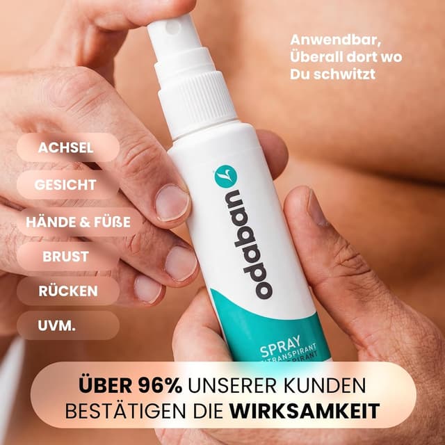 Detalle de odaban® Antitranspirant Deo Spray 30 ml gegen starkes Schwitzen (duftneutral, aluminiumchlorid-basiert)