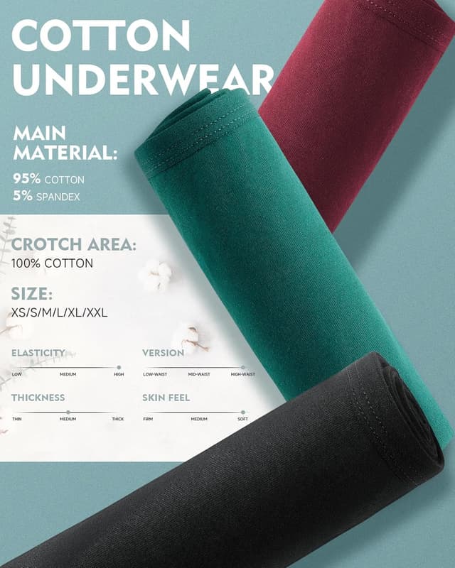 Thumbnail 3 de TANSTC Bragas Mujer Algodón Elástico Culotte 5 Pack