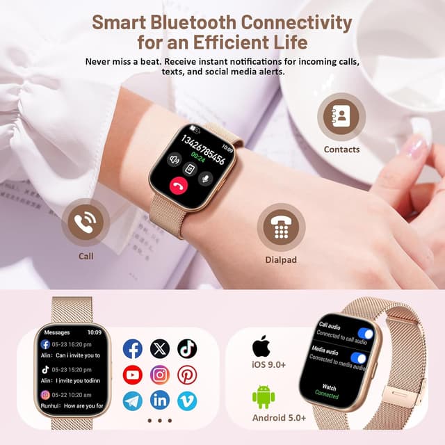 Detalle 2 de SLOKSFil Smartwatch Damen 1,75-Zoll Rose Gold