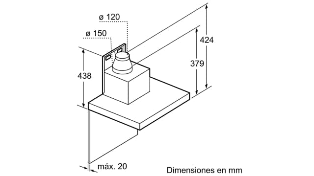 Detalle 2 de Siemens LC97BHP50 campana decorativa de pared con 5 niveles de extracción (reacondicionado Grado D)