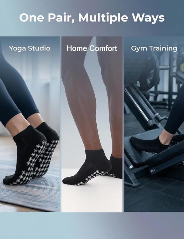 Detalle 2 de Quoboquo lot de chaussettes de sport antidérapantes en coton (ABS), courtes, hommes et femmes