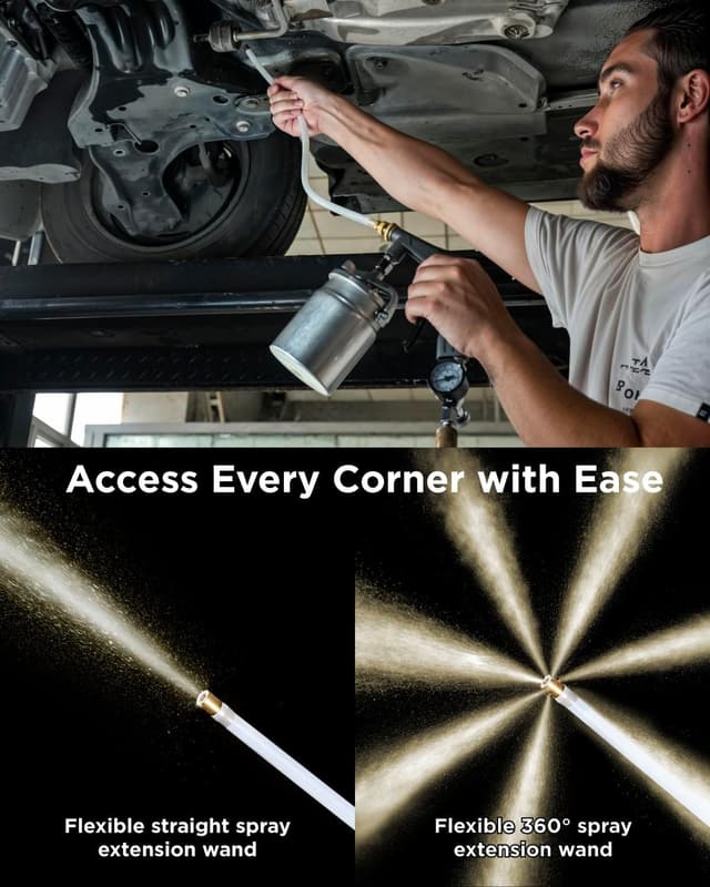 Detalle 2 de InoKraft Undercoating Spray Gun Kit with Suction Feed Cup, 360° & Straight Spray Hoses