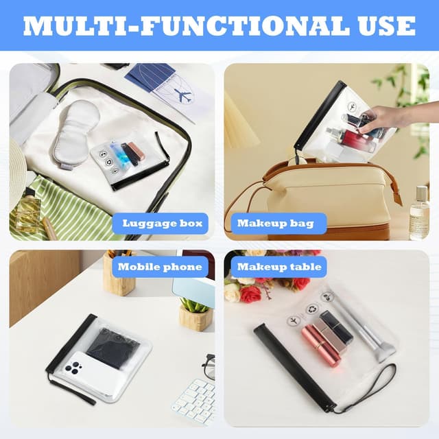 Detalle de WQDD STANPET Sac de liquides transparent avion – lot de 6 pochettes étanches & transparentes zippées 20x20 cm