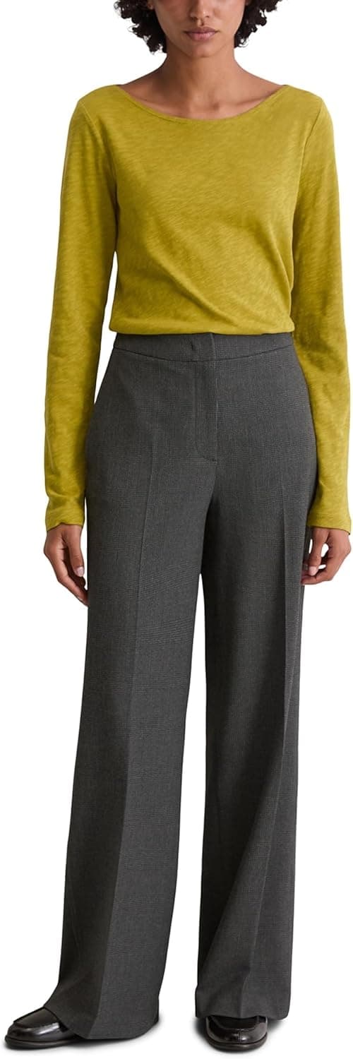 Detalle de Marc O’Polo Damen Langarmshirt aus Bio-Baumwolle mit Logo – Lounge Longsleeve aus der Mix & Match-Reihe