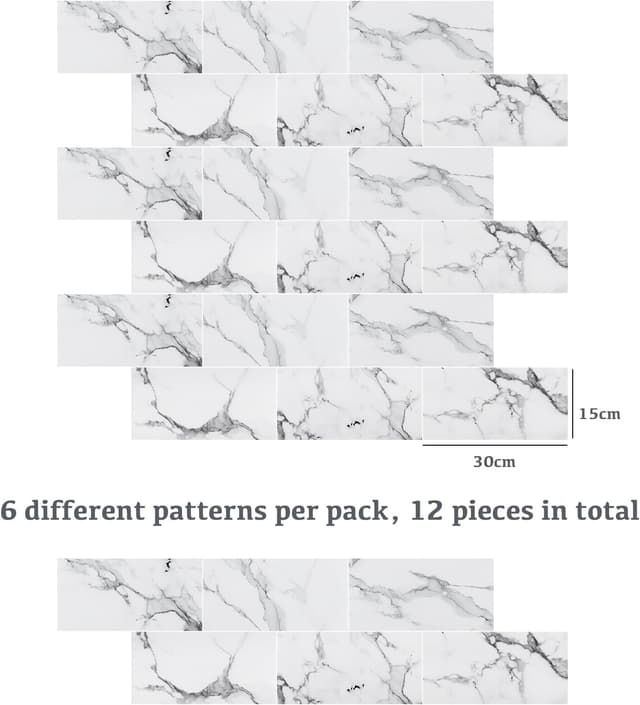 Thumbnail 2 de Abyssaly Credence Adhesive Marbre Blanc 24 pcs 📐
