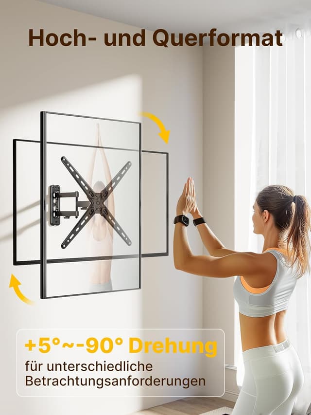 Detalle de monTEK TV Wandhalterung für 13–55 Zoll Flach & Curved bis 25 kg, schwenk-/neigbar, ausziehbar, VESA bis 400×400