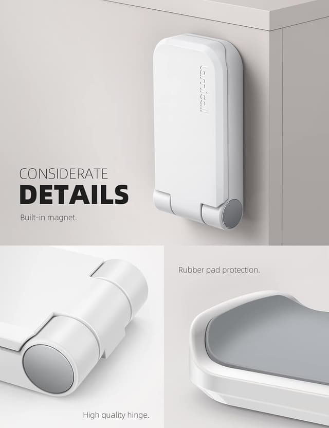 Detalle de Lamicall magnetische, faltbare Kopfhörerhalterung mit Klebeband (weiß) – universal für Over-Ear & Gaming-Headsets