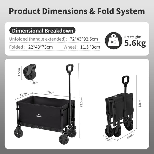 Thumbnail 5 de Naturehike Carrello da giardino pieghevole 50L, portata 120 kg