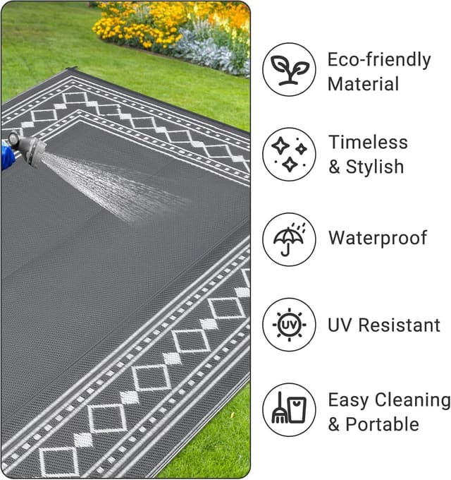 Detalle de CAROMIO outdoor plastic straw rug 270 x 360 cm