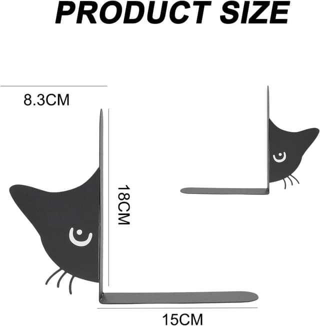 Detalle de Metal Cat Bookends for Books, Heavy Duty