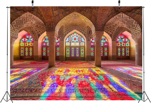 Detalle de BELECO 2.1 x 1.5m Moroccan fabric backdrop for weddings, parties and portraits