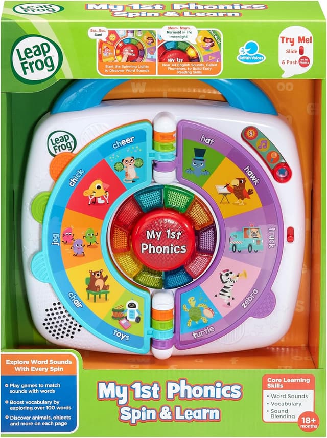 Detalle de LeapFrog My 1st Phonics: Spin & Learn Educational Toy (10 Light-up Buttons, 100+ Words, 4 Modes)
