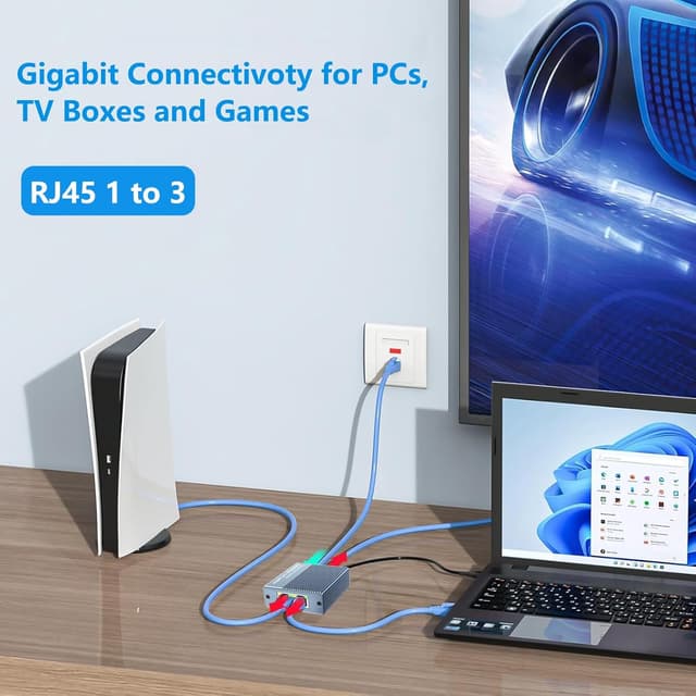 Thumbnail 6 de Vecbmn Ethernet Splitter 1 to 3 (1000Mbps) with USB-C Power Cable