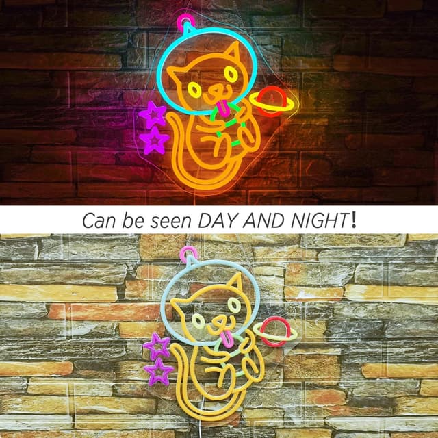 Detalle de ineonlife Astronaut Milk Tea Cat neon sign (dimmable, USB powered) for wall decor