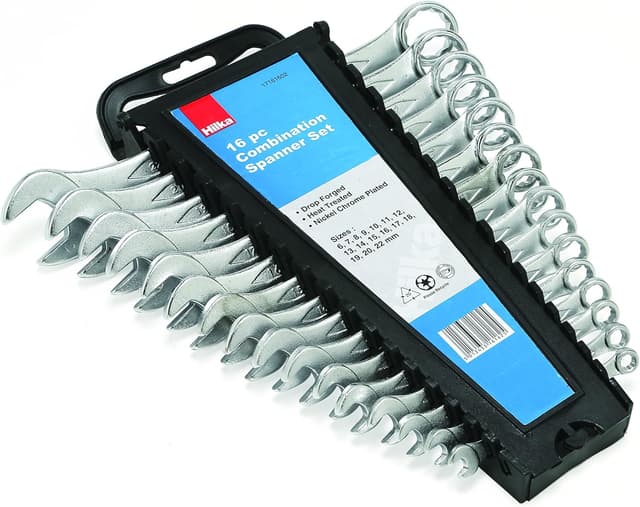 Detalle de Hilka 17161602 Metric Combination Spanner Set (6–22 mm) in Hanging Rack