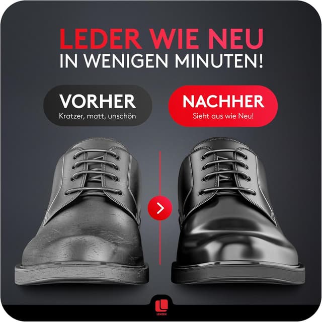 Detalle de Lenzen Premium Cirage à Chaussures crème nourrissante pour cuir lisse et grainé (Rouge)