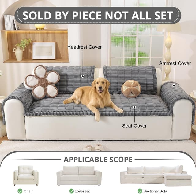 Detalle 2 de OstepDecor Washable Couch Cover for Dogs (27.6" x 27.6") in Dark Grey